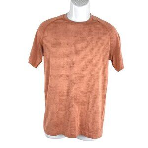 Lululemon Tee Shirt Men's Small Short Sleeve Crewneck Orange‎ Printed L-2124